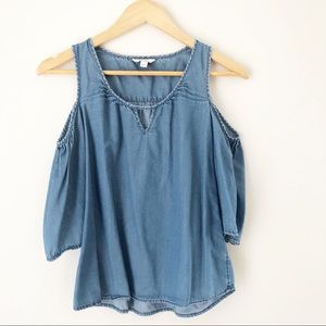 Candies Denim Blue Blue Cold Shoulder Top Sz XS